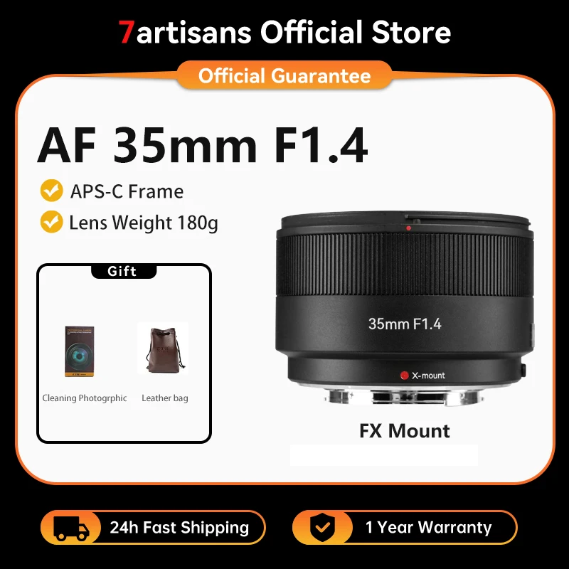 7artisans AF 35mm F1.4 APS-C Auto Focus Large Aperture Prime Lens For Fujifilm XF Mirrorless Cameras X-T1/X-T2X-Pro1 XT5 XS20