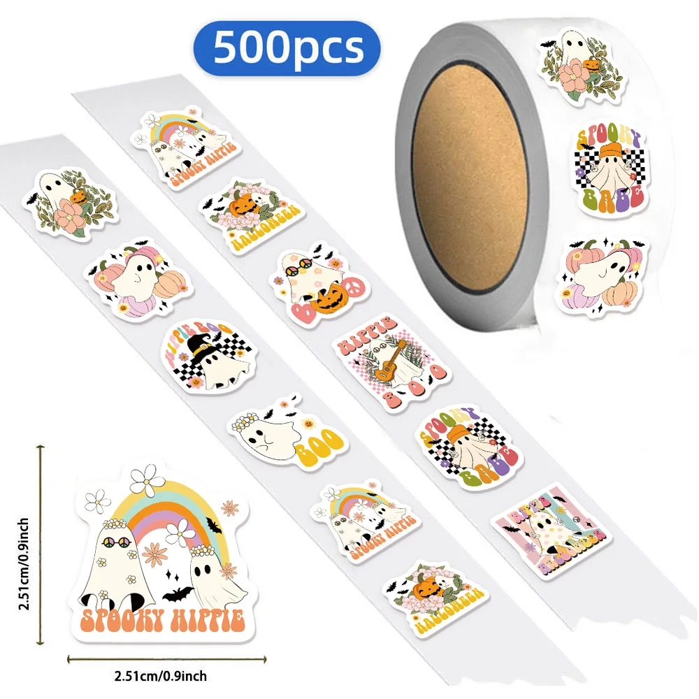 500 Uds Hippie Spooky Boo Ghost pegatinas de grafiti creativas DIY equipaje cuaderno altavoz monopatín pegatinas de patrón pequeño