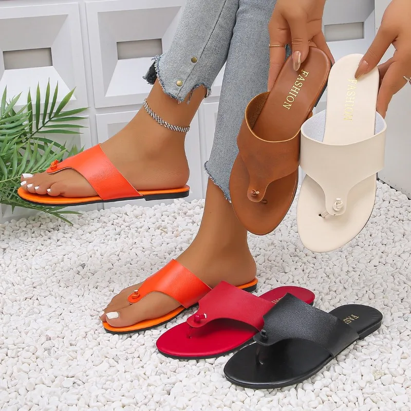 Zapatillas de mujer 2025 Verano Nueva moda e informal Plataforma fina Clip Toe Zapatillas de playa al aire libre Oferta especial Chanclas