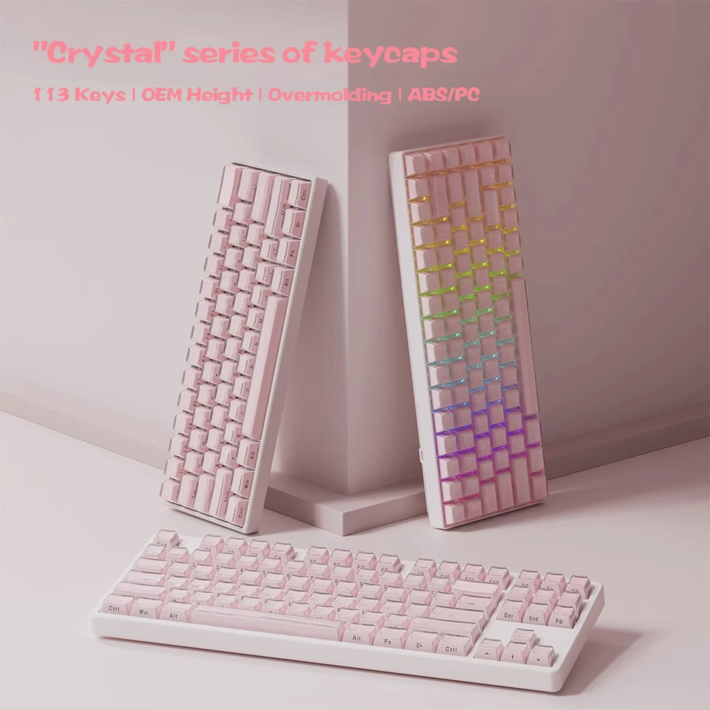 [Blue Sky] Crystal keycaps OEM profile Doubleshot (ABS+PC)Material keycap 113keys for Mx switch keyboard