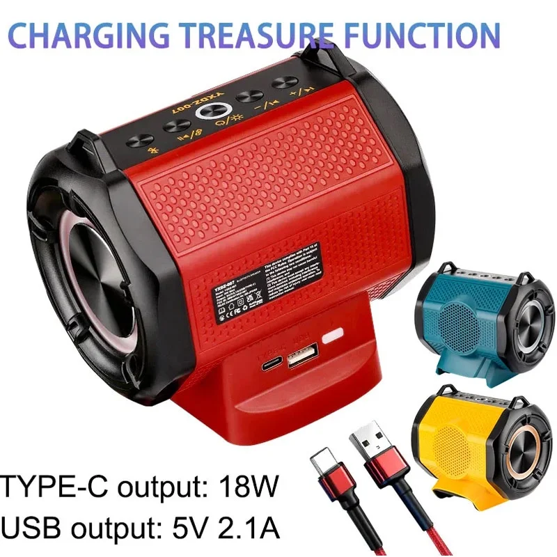 NEW For Makita/Dewalt/Milwaukee/Bosch 18V 20V Li-ion Battery Outdoor Portable Wireless Bluetooth Speaker Bicycle rading Speaker