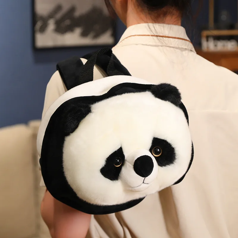 Panda Simulation Mochila de pelúcia, mochila ajustável, pelúcia, brinquedos do jardim de infância, decoração de aniversário infantil, 2024