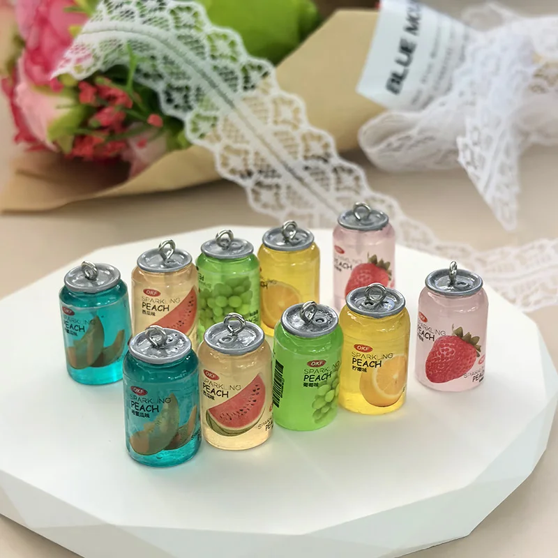 10 Uds. De dijes luminosos de resina para zumo de fruta, sandía, fresa, simulación de mango, uva, colgante para pendientes, joyería DIY