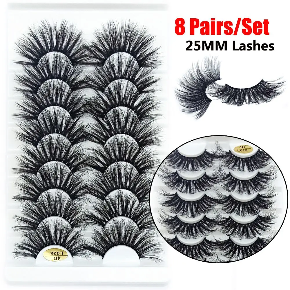Extensions de cils 4D en vison, effet multicouche, effet naturel, longues et volumineuses, 25 mm, sans cruauté animale
