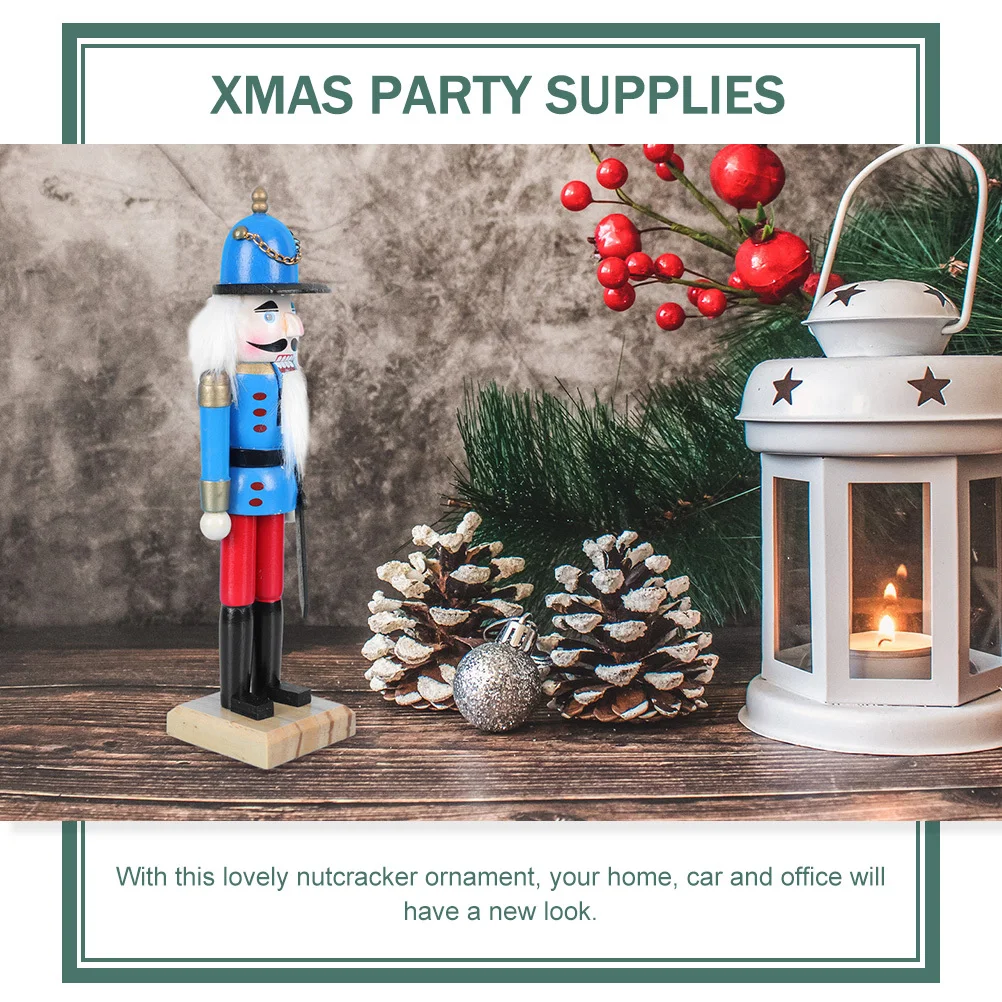 

Wooden Nutcracker Soldier Christmas Decoration Xmas Tabletop Ornament For Home Office Desktop Holiday Party Decor Wood