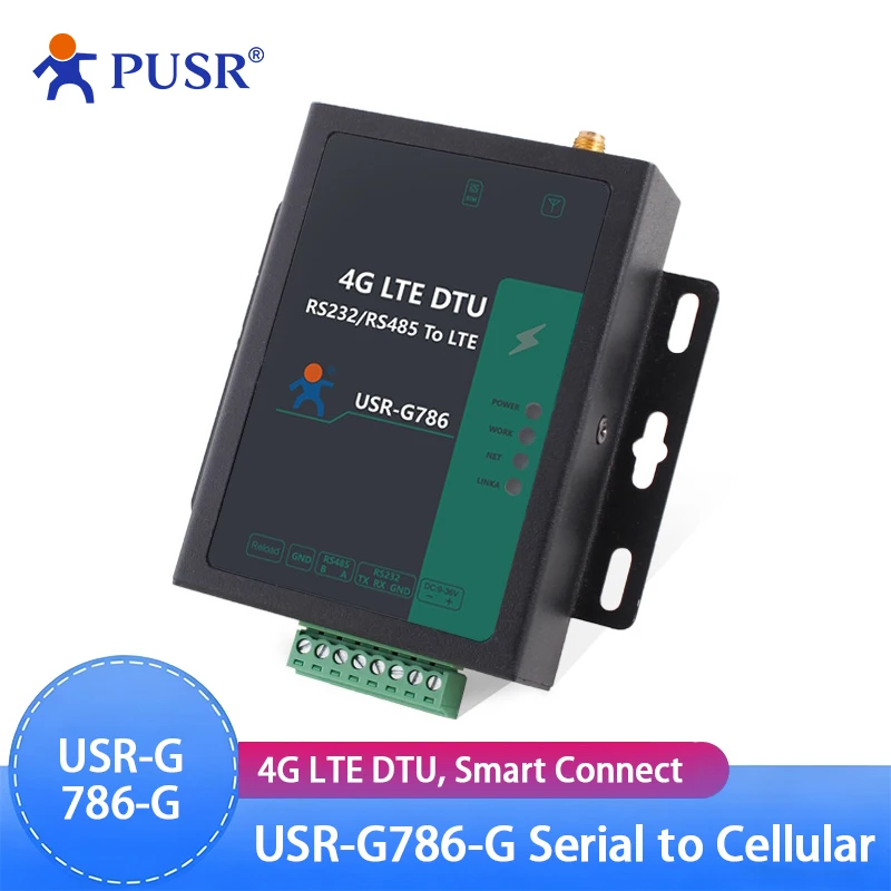 Serial to 4G LTE Cellular Modem RS485/232 CAT4 SIM Card Slot Modbus RTU to TCP Gateway Australia&Latin America USR-G786-AUX