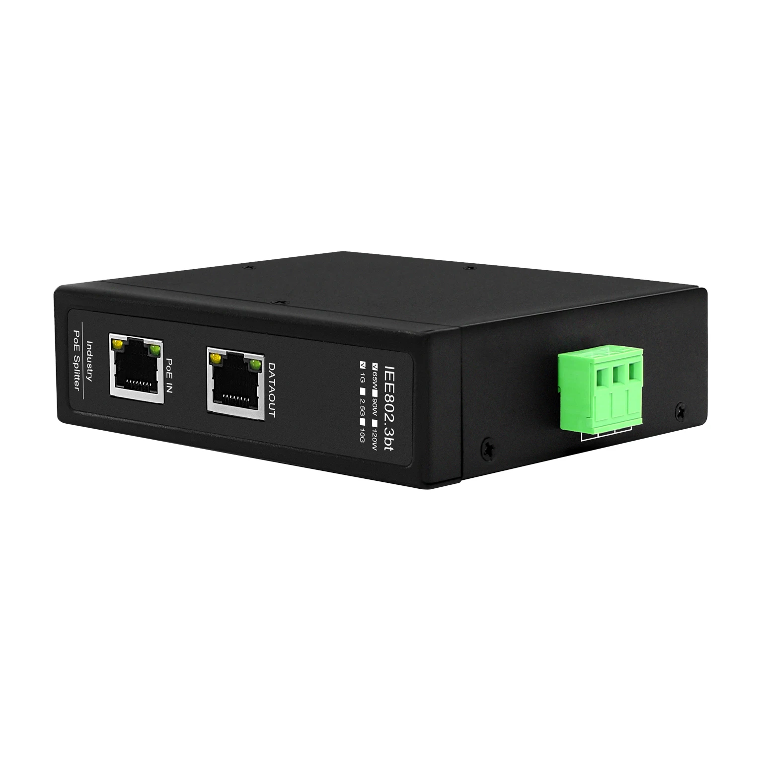 Industrial Grade 10Gbe POE Splitter 65W/90W/120W with Isolated Output 12V/24V/48V - High-Speed Ethernet Power over Ethernet Spli