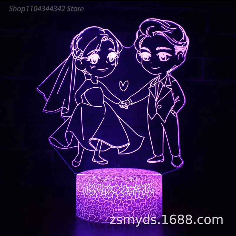 3d acrílico dos desenhos animados romântico amor luz da noite sala de estar quarto criativo presente do dia dos namorados decoração luz usb atmosfera l