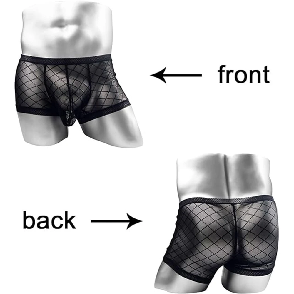Zonbailon Men's Soft Mesh Underwear See Through Breathable Sexy Boxers Trunks M-3XL