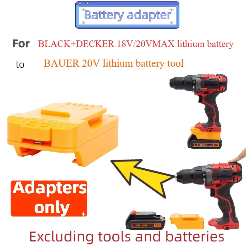 

For BLACK+DECKER 18V/20VMAX Lithium Battery Adapter To BAUER 20V Lithium Battery Cordless Electric Drill Converter (Only Adapter