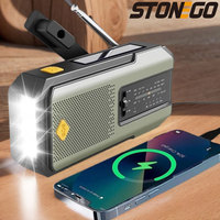 Emergency Radio AM/FM SOS Alarm Emergency Weather Flashlight Hand Crank Solar Battery Portable Radio Mobile Phone Charger