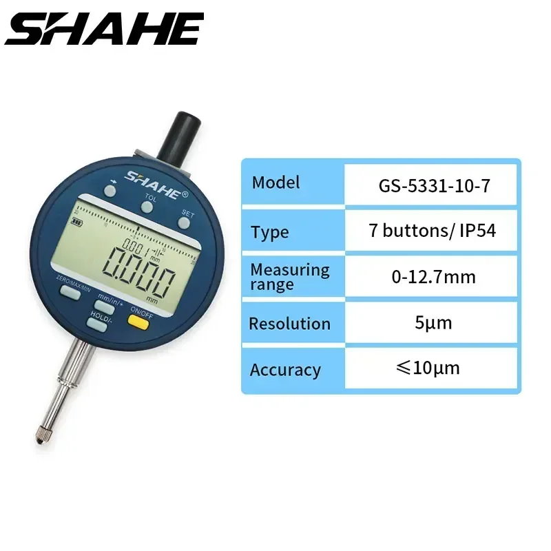 SHAHE 5μm Resolution Digital Electronic Indicator 0-12.7 /25.4/50.8mm Indicator Measuring Tools