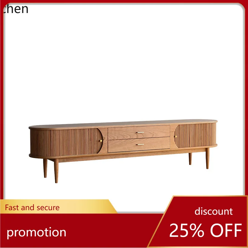 ZML Solid Wood Vintage Furniture Pure TV Cabinet Upgraded Multifunctional TV Stand