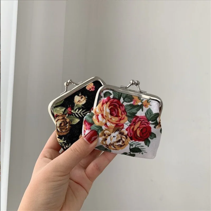 Fashion Rose Coin Purses Holder Women Mini Change Wallets Girl Money Bag Coin Bag Children Zipper Small Pouch Key Pockets