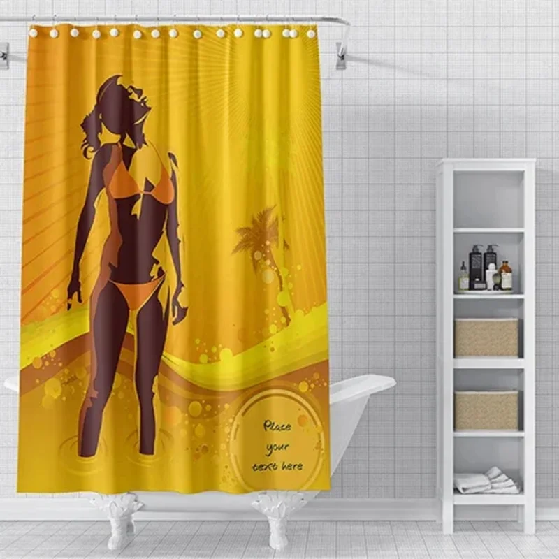 Cartoon 3D Fashion Black Girl African American Woman Shower Curtain Sexy Modern Elegant Feminine Home Accessories