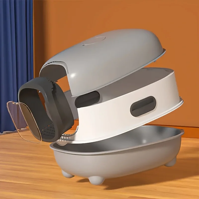 1 caja de arena para gatos de 40 libras/18 kg: espacio, plegable, diseño de entrada superior, antisalpicaduras y control de olores, ideal para hogares de varios gatos