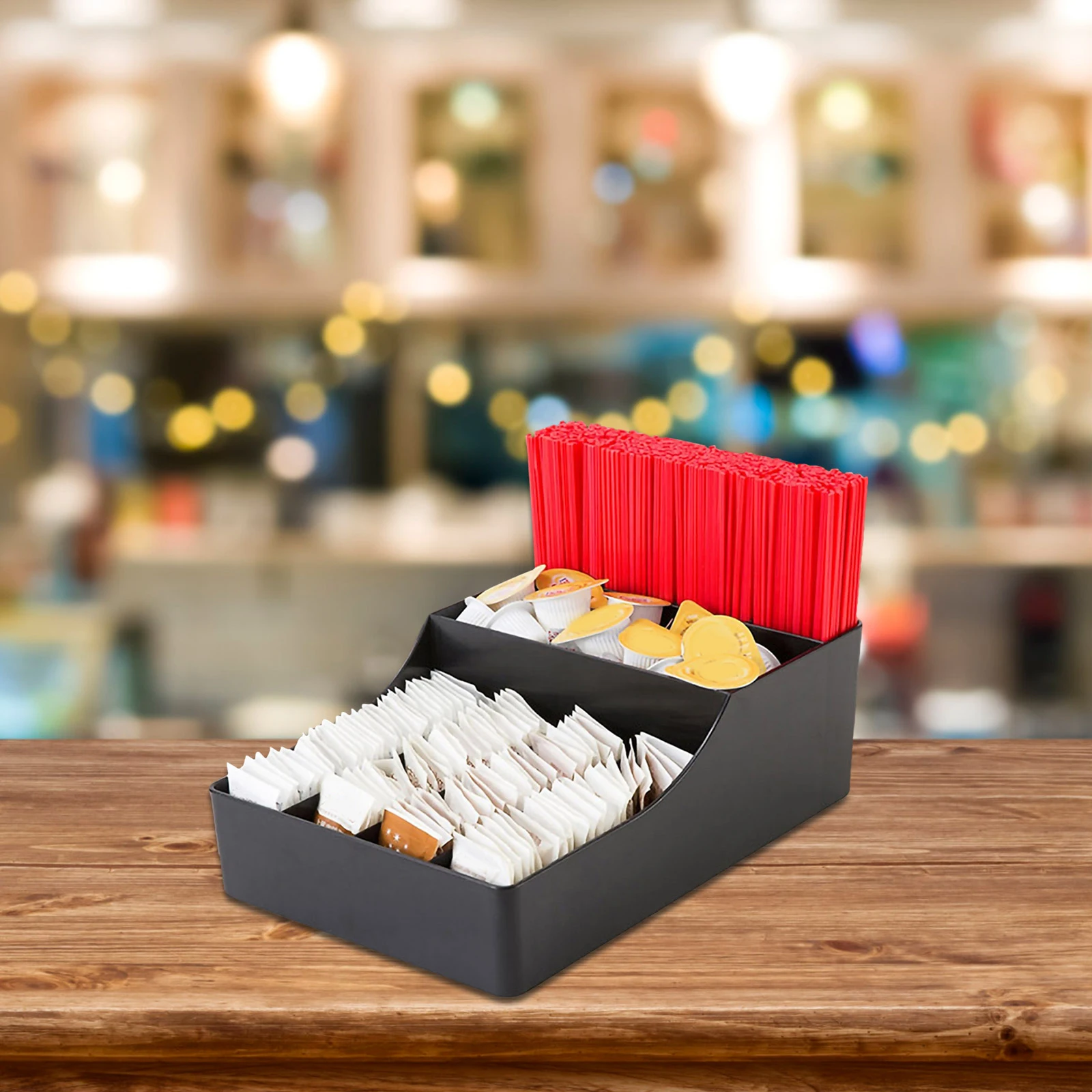 

Plastic Coffee Condiment Organizer Tea Bag Box Sugar Bag Holder Premium Storage Container for Home Coffee Bar Multi-Function Box