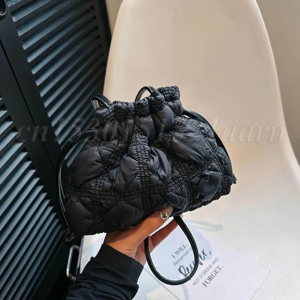 حقيبة دلو قطنية مبطنة للنساء ، مصمم ، مبطن ، حقائب كتف ، منتفخة ناعمة ، حقيبة كروس ، حزام قابل للفصل ، محفظة صغيرة للحمل ، كاجوال #1