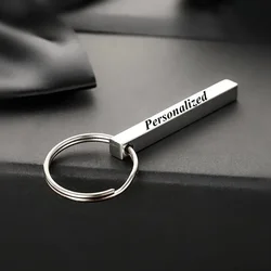 Portachiavi personalizzato in acciaio inossidabile con nome inciso al Laser con numero di telefono portachiavi Anti-smarrimento personalizzato