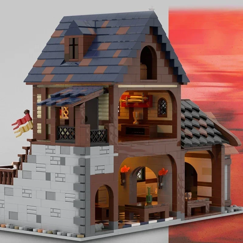 Bloques de construcción Moc modulares, casas de estilo francés Medieval, modelo de tecnología, ladrillo, montaje artesanal, vista de calle de ciudad, juguete, regalo de vacaciones