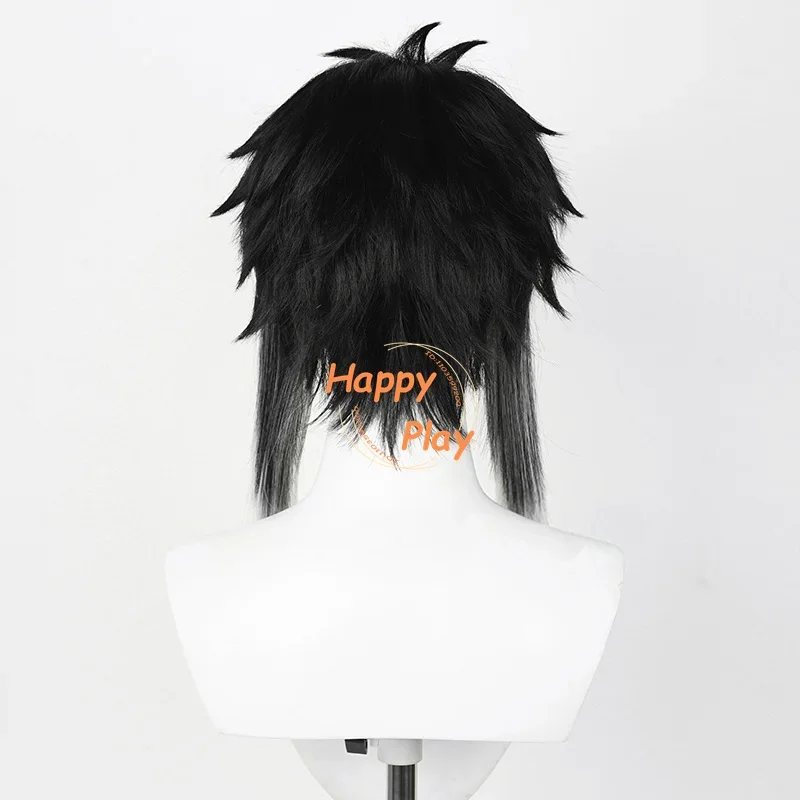 Wig Cosplay Anime Ryunosuke Akutagawa uniseks, Wig pesta Halloween rambut sintetis tahan panas gradien pendek hitam putih