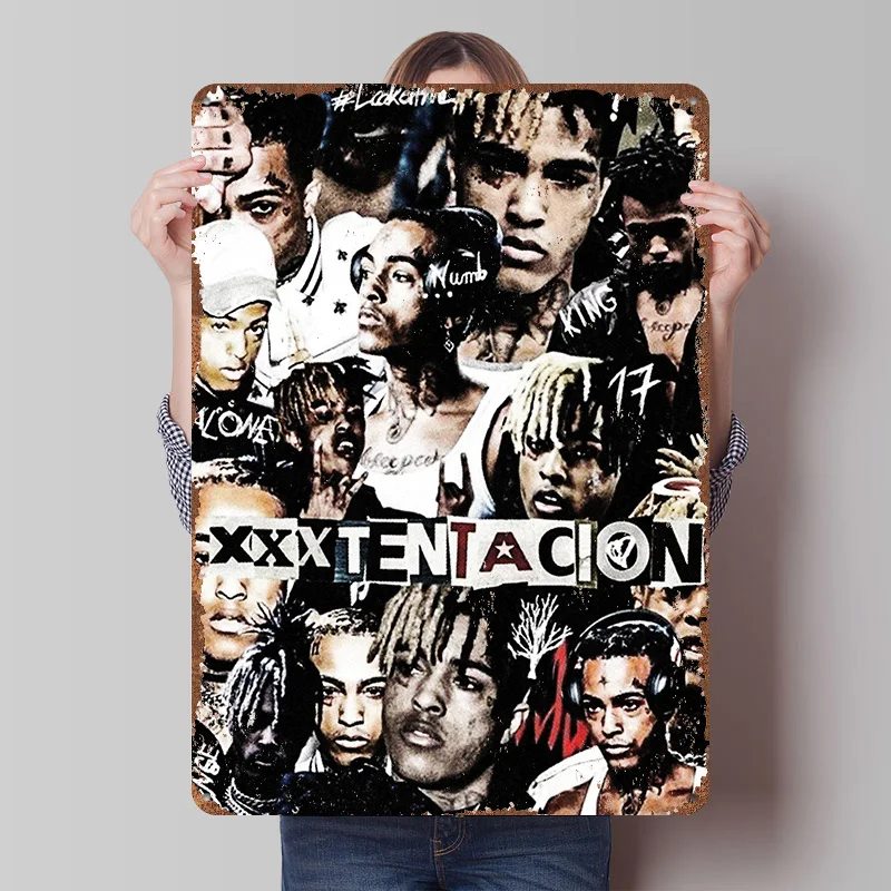 XXX Tentacion Rapper Musik Metall-Poster Individualisierte Wandkunst Retro Vintage Blechschilder für Männerhöhle Raumdekoration Gaming