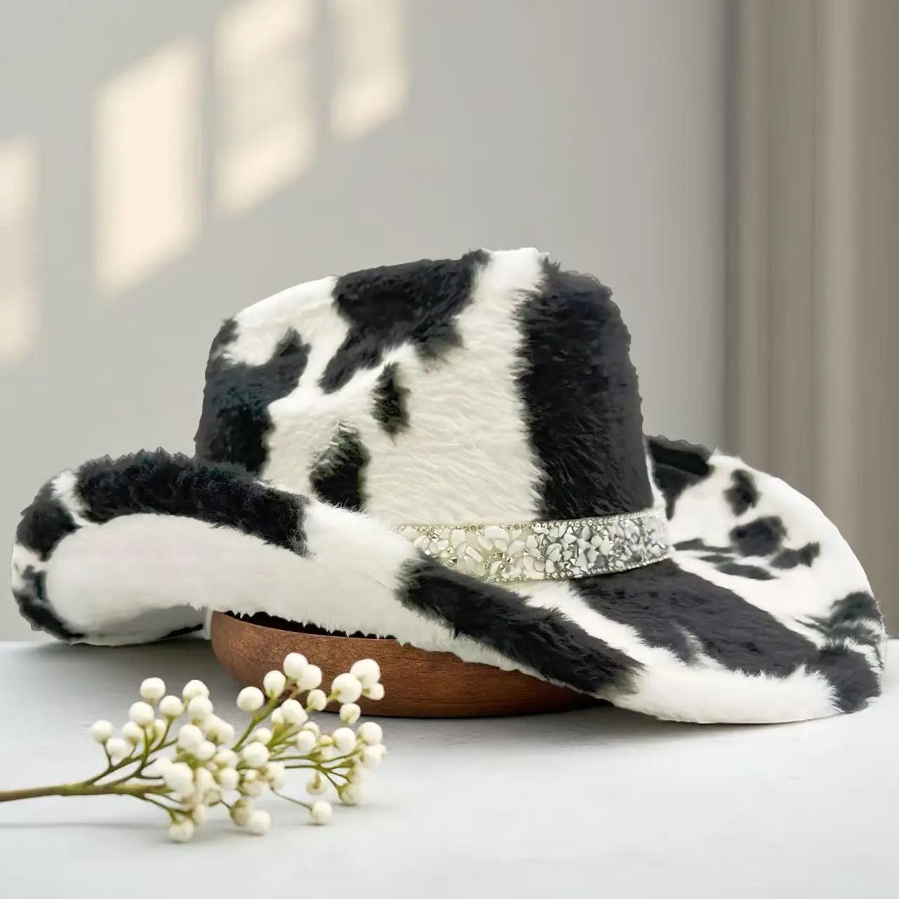 Hongluan glitter traje chapéu adulto & cowboy chapéus strass para mulher, cowboy cosplay acessórios femininos & cowgirl boné