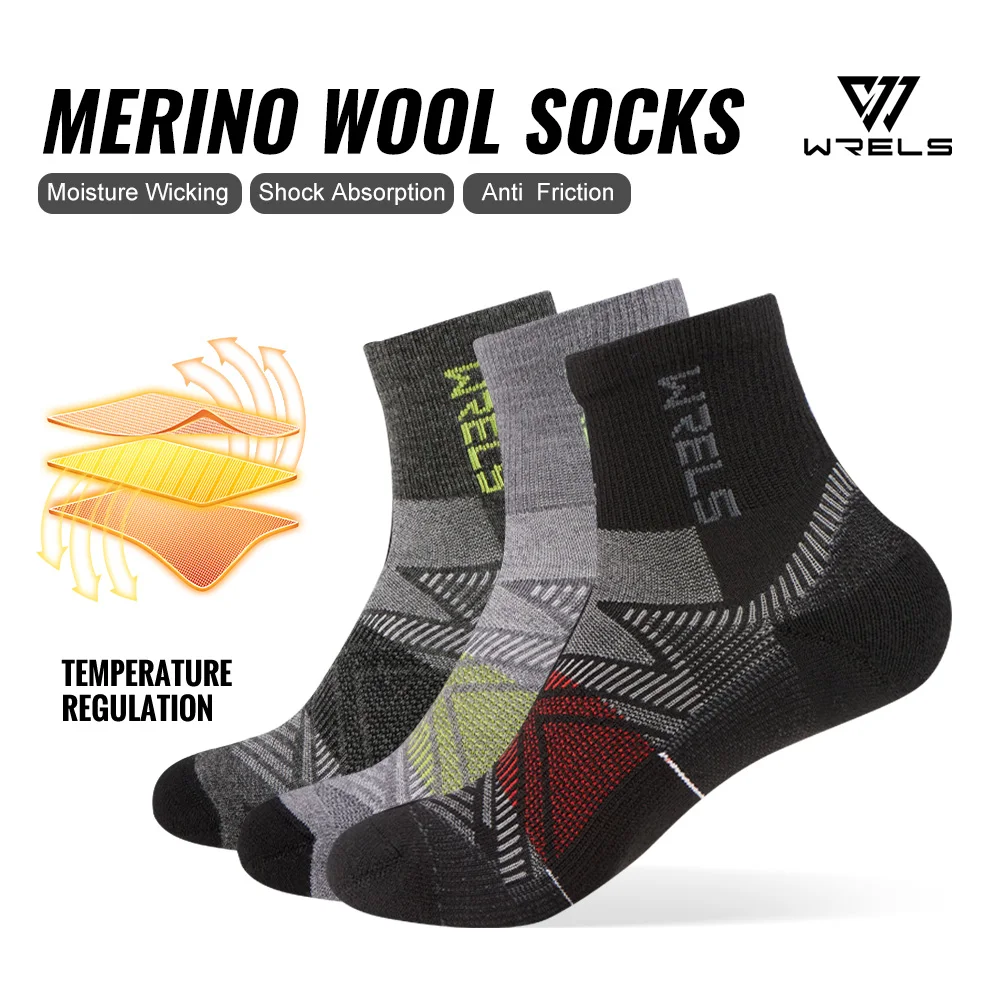 

﻿ WRELS 1/2/3 пары носков из мериносовой шерсти, походные носки для бега, дышащая подушка, впитывающие пот, теплые термокомпрессионные шерстяные носки