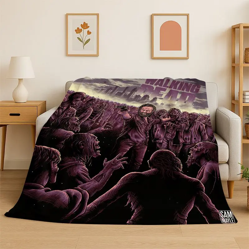 classic The Walking Dead Rick Daryl Horror TV Flannel Blanket Soft Warm Throw Blanket for Bedroom Living Room Bed Travel Picnic