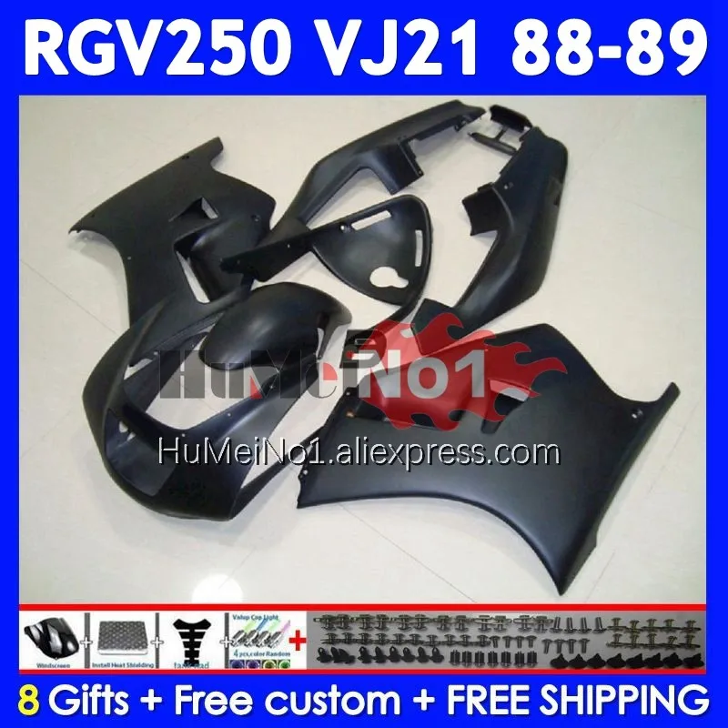 Body Kit For SUZUKI SAPC VJ21 RGV250 RGVT250 Matte black VJ 21 88-89 108No.18 RGV-250 RGV 250 RGVT-250 88 89 1988 1989 Fairing