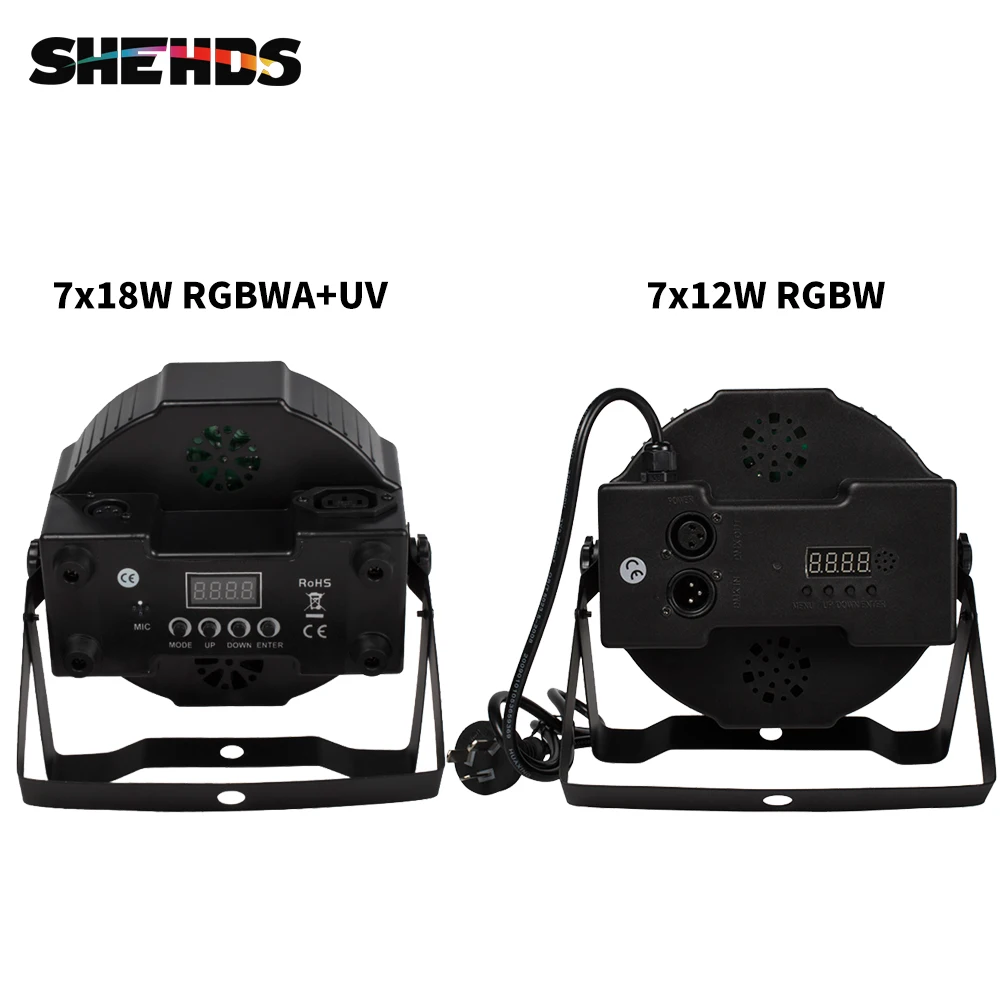 SHEHDS LED 2/4/8 PCS 7x12W/18W RGBWA+UV Par Light with DMX512 Stage Light Effect For Wash Effect DJ Disco NightClub Home Party