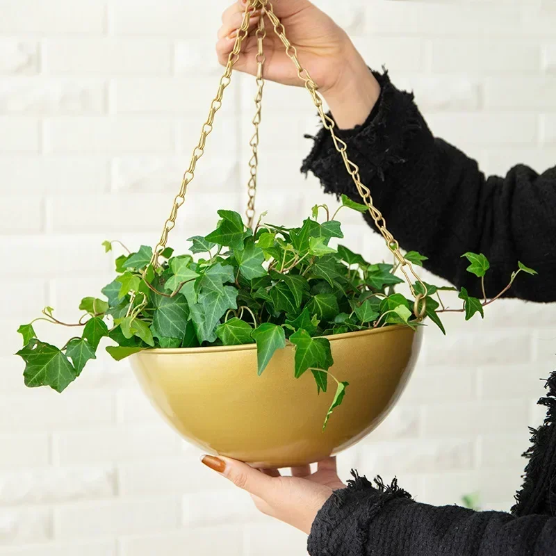 Catena sospesa in metallo nordico Cesto di fiori Pianta fioriera sospesa Porta fioriera da giardino Organizzazione della decorazione del balcone di casa