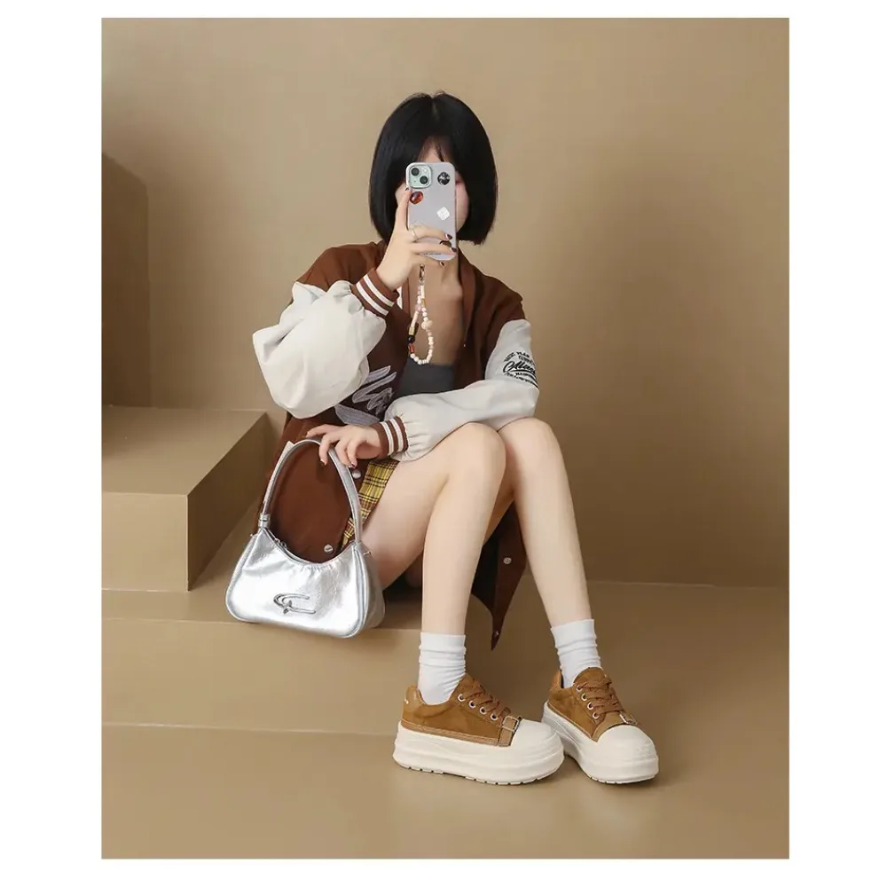 2025 جديد إمرأة منصة أحذية رياضية حذاء قماش شخصية فاخرة الكعوب سكيت الدانتيل يصل موضة عادية في الهواء الطلق أحذية رياضية #3