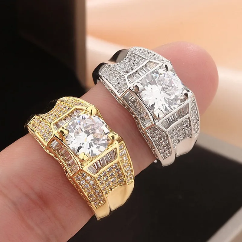 

Sparkling 2 Carats Created Moissanite Diamonds Rings for Men Couple Trendy Sterling Silver 925 Bands Daily Wedding Party Jewelry