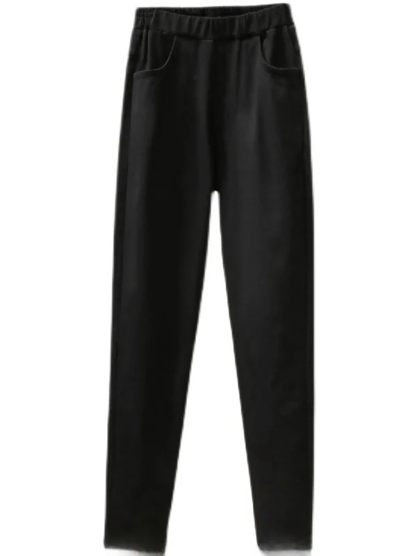 ارتفاع الخصر مرونة الخصر سليم صالح السراويل للنساء حجم كبير عارضة عالية المرونة الكورية Sle فضفاضة تناسب السراويل الطويلة