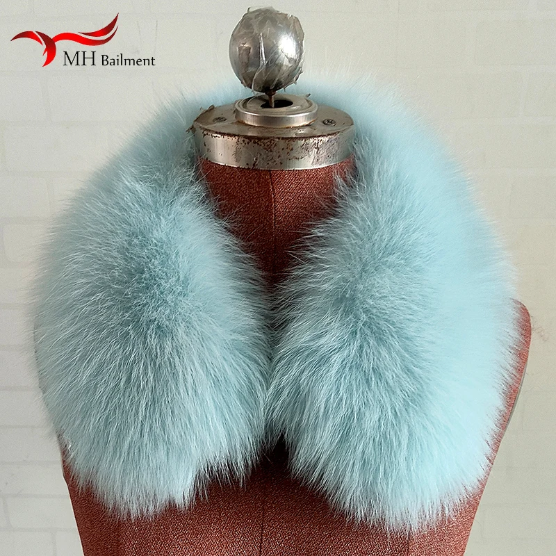 Hot Fashion Winter 100% Real Fox Fur Collar For Women Warm Natural Fur Scarf Men Black Hoods For Coat Jacket Neck 50cm 60cm