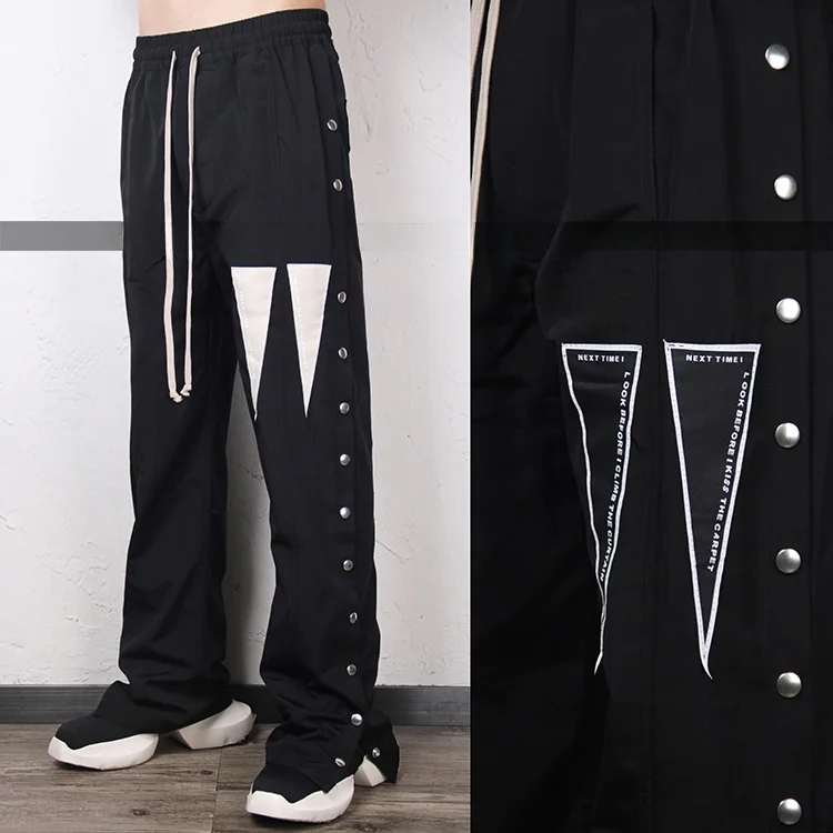 

Loose Straight Leg Casual Pants for Men k e Flag Combed Weave Hip Hop Trendy High Street Summer Youth Active Sle