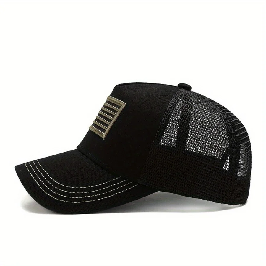 

Breathable Camo Trucker Hat Military Style Baseball Cap with American Flag Embroidery for Men Boys Outdoor Sports Hunting Hiking