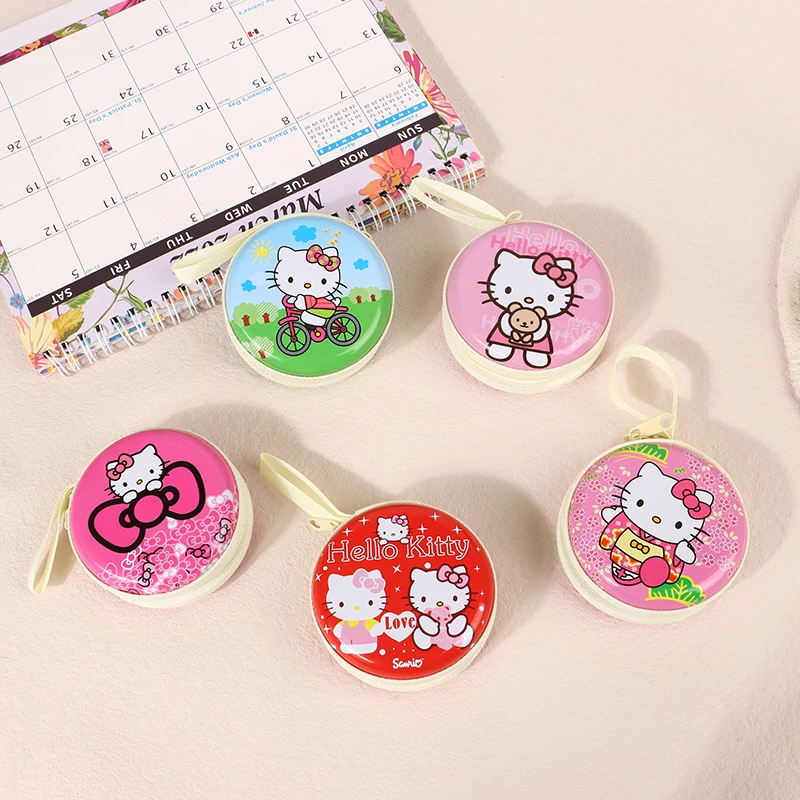 1pc Sanrio Cute Hello Kitty Cartoon Coin Purse Zipper Children Girl Coin Wallet Cable Headset Bag Key Wallet Mini Pouch