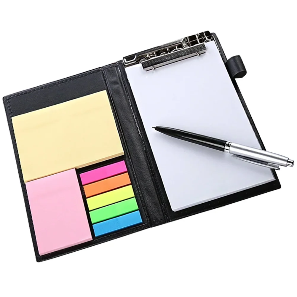 1Set Sticky Memo Pads Colored Page Tabs PU Cover Office School Supplies Multipurpose Note Reminder Adhesive Stickers