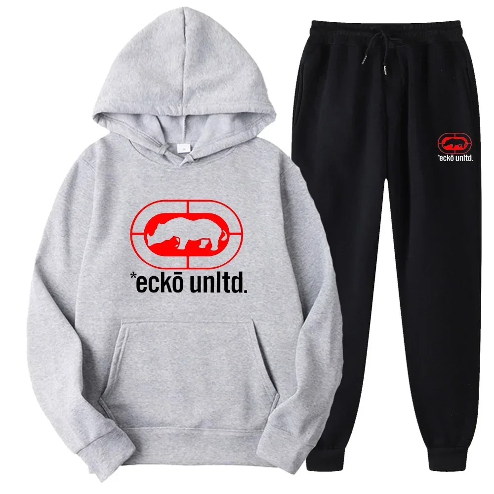 

Hip Hop 2 Pieces Sets Sudadera Hombre Streetwear Hooded Set Fashion Men's Women's Tracksuit Casual Sweatshirt Sweatpants