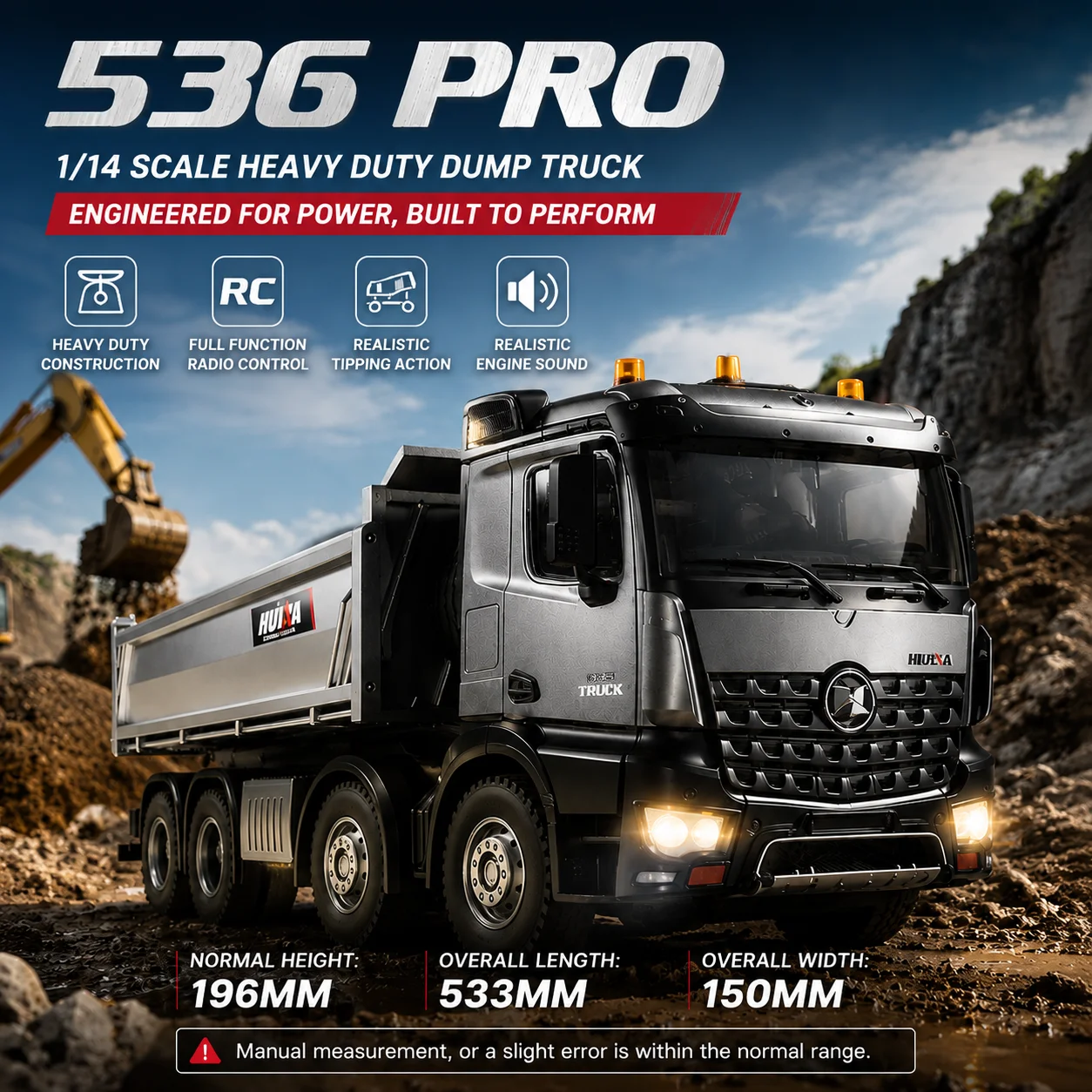 Dump Truck Toy - HUINA 536 PRO 1/14 스케일 RC