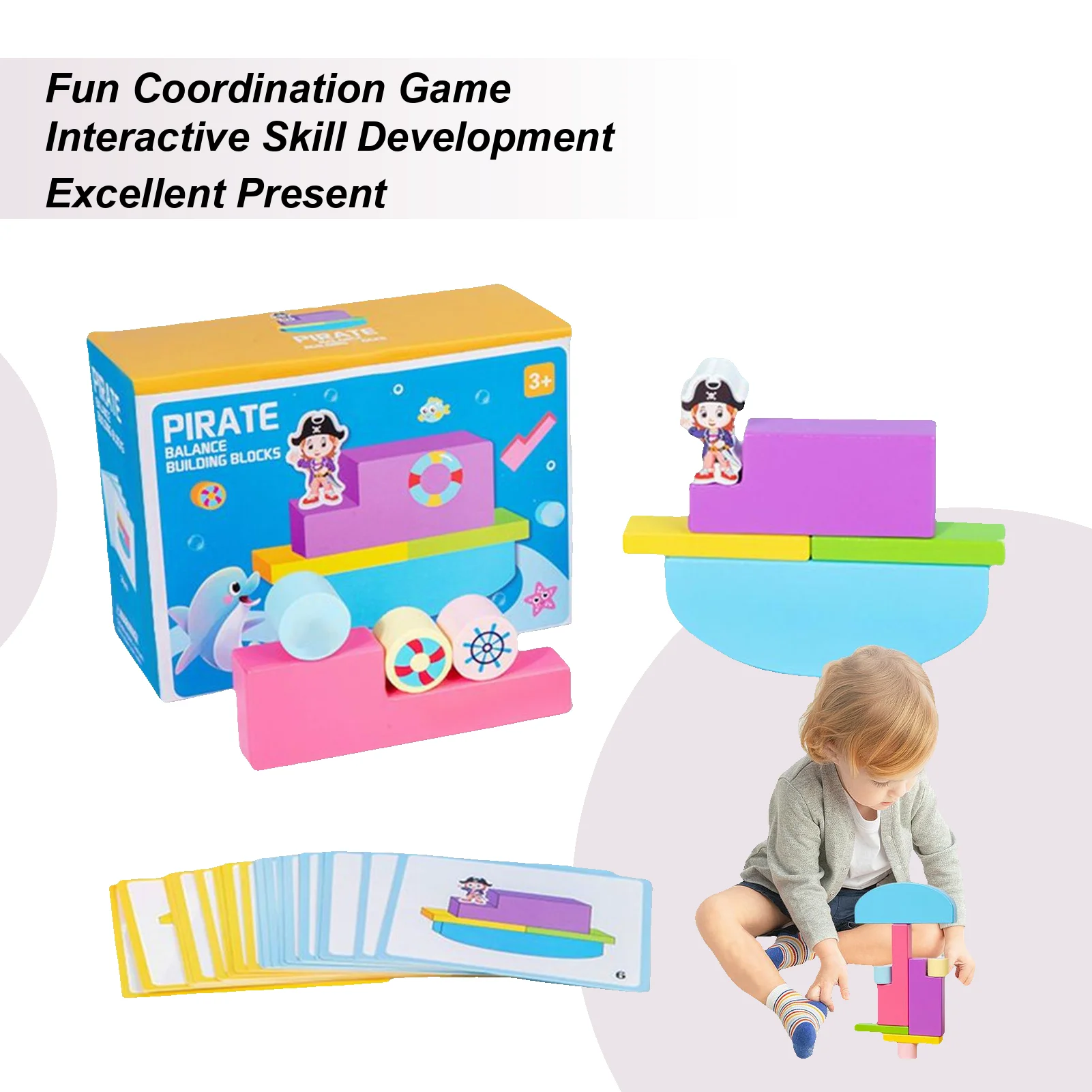 เกมซ้อน BALANCE Tower Building Blocks Sensory บล็อกกิจกรรมของเล่นเพื่อการศึกษาสําหรับผู้ใหญ่เด็กวัยหัดเดินครอบครัวในร่ม