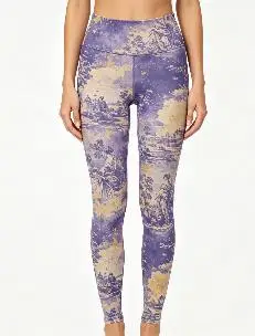 Women Mid‑Rise Fleece Lined Leggings, Blue Purple Rose Skull Ethnic Geometric Border Print Slim Stretch Halloween Pants