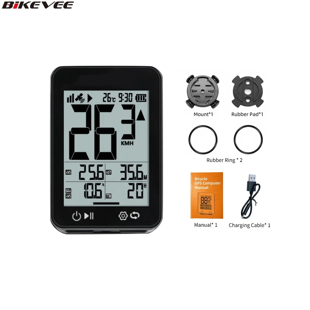 Wireless GPS Bike Computer with Backlit LCD image