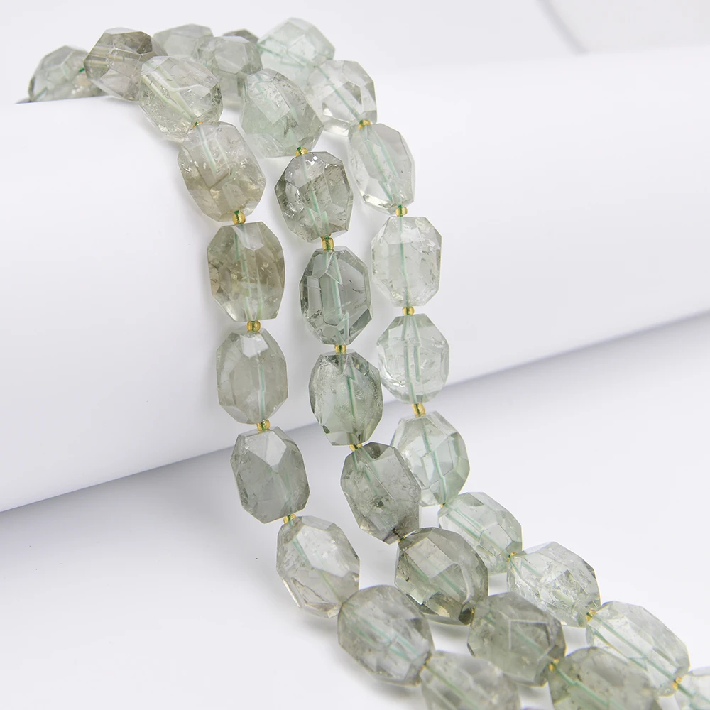 APDGG Big Size 17x22mm Natural Green Quartz Stone Cutting Oval Nugget Loose Pendant Beads 15'' Strand Jewelry Making DIY