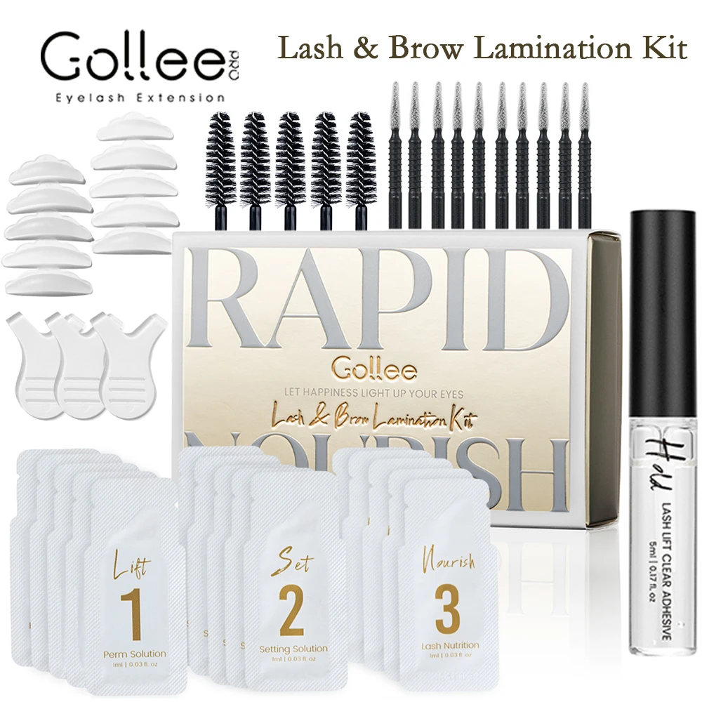 

Gollee Новые щипцы для завивки ресниц Nature Lash Brow Набор для ламинирования Удерживание 4-6 недели Подъемная завивка ресниц Полуперманентный классический черный