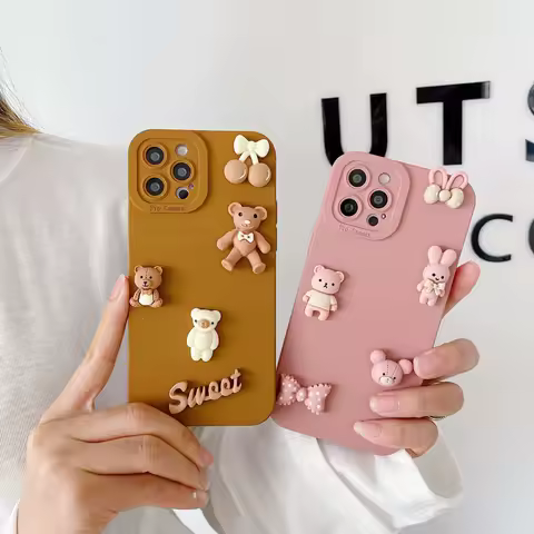 Fashion Cute Bear Protective Case for Samsung A12 A22 A13 A14 A23 A24 Shockproof Cover for Galaxy A20 A30 A70 A10 A10S A20S A21S