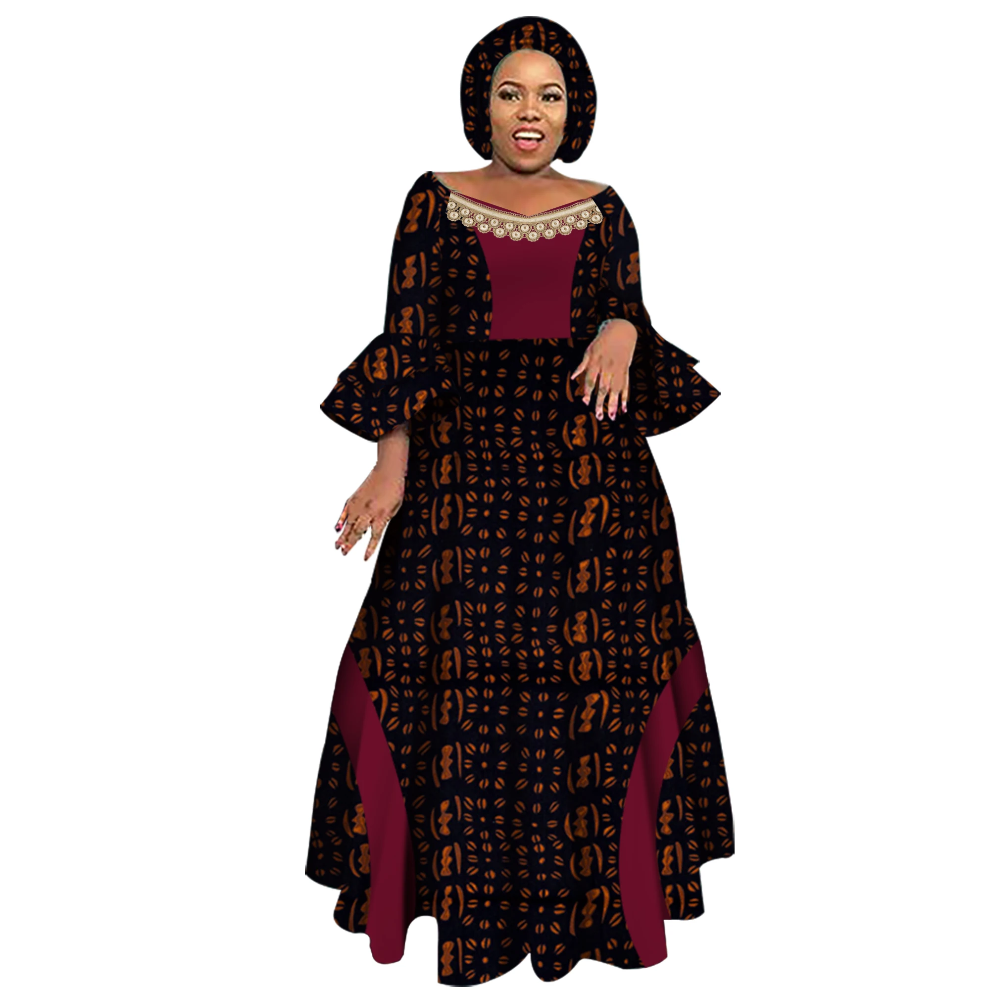 Abiti a maniche lunghe per donna festa nuziale Casual data Dashiki abiti da donna africani 2021 abiti africani per donna WY3819