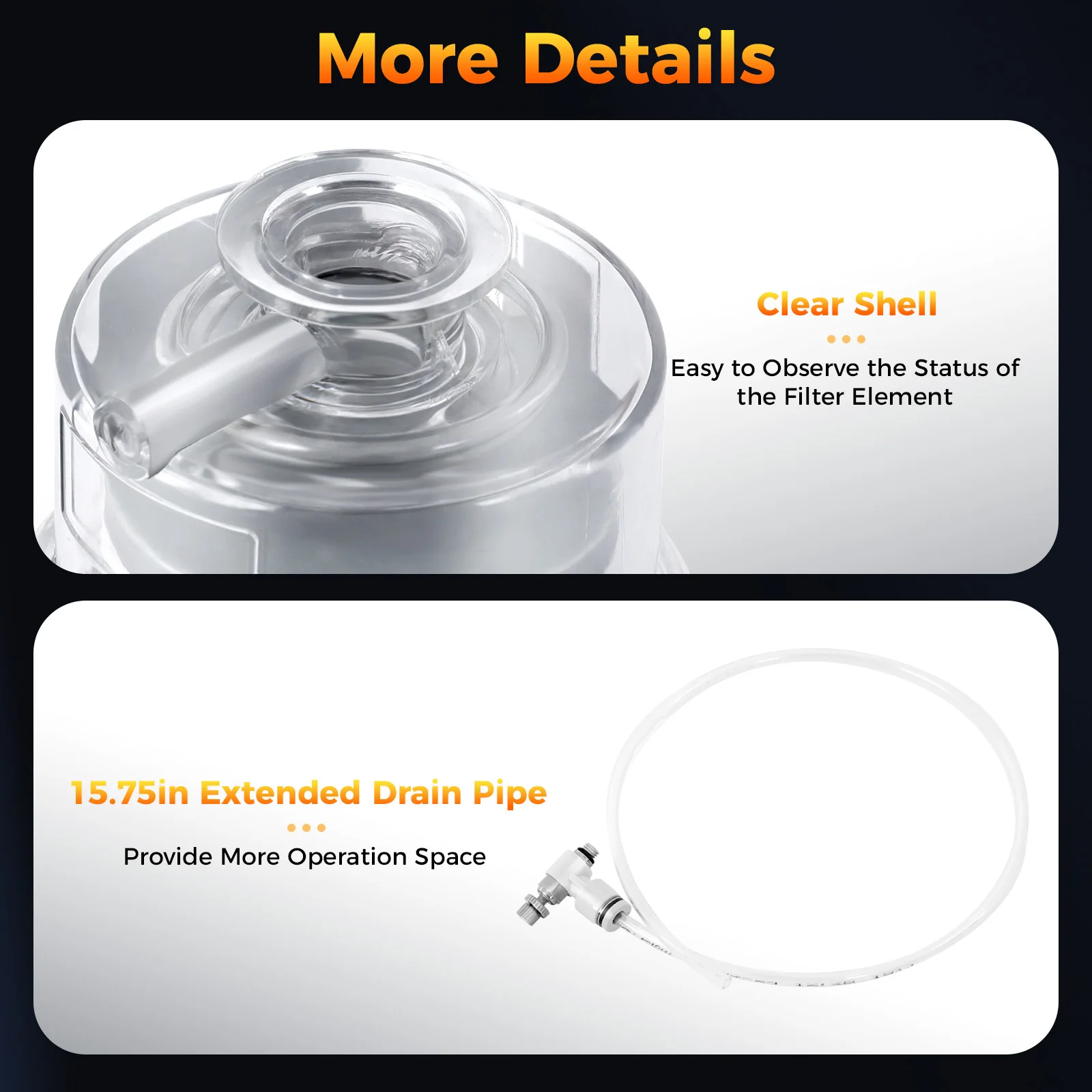 KF25 Interface Oil Mist Filter for Vacuum Pump - High-Efficiency 95% Filtration, Durable PC Material, Clear Shell Design for Fum